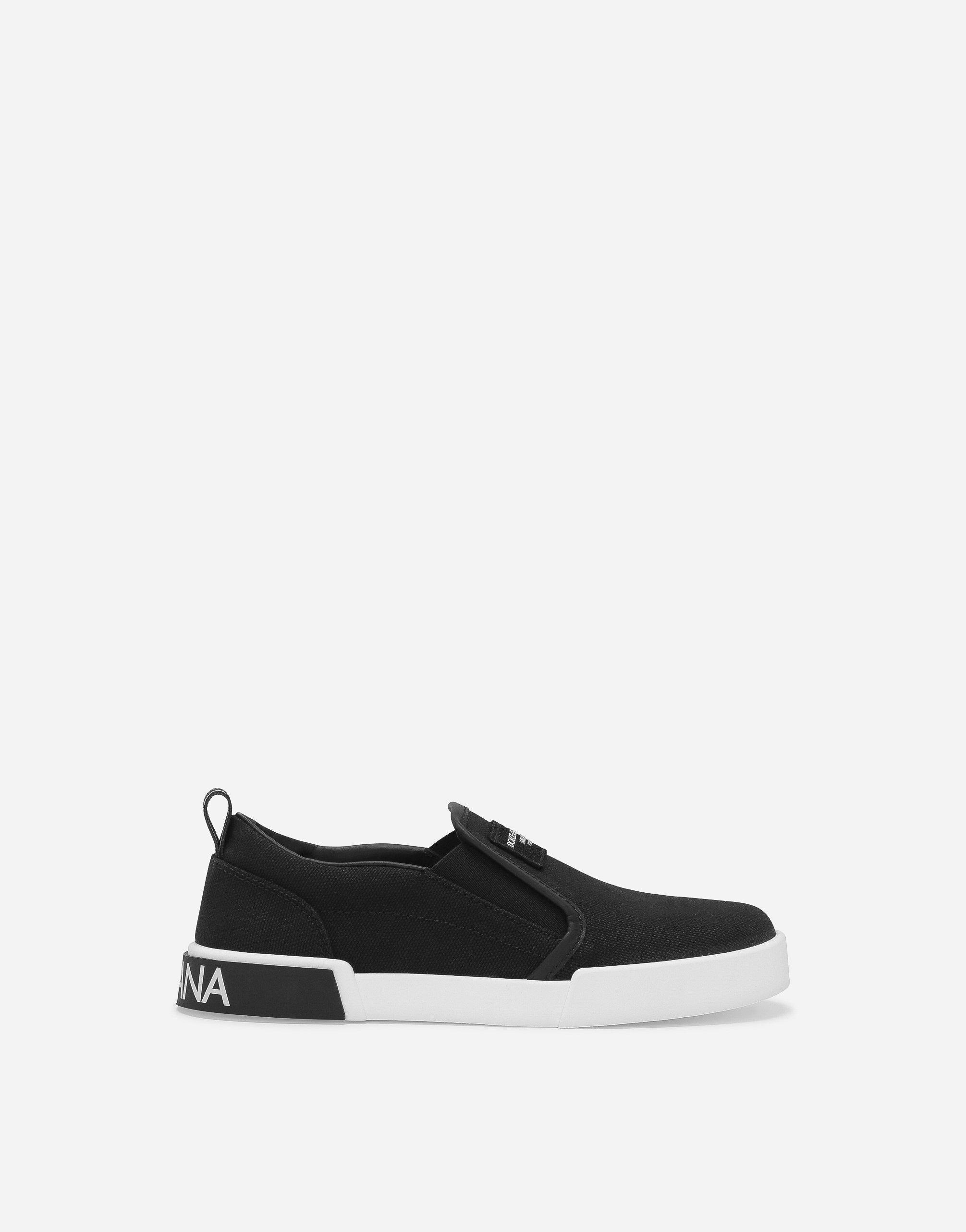 Canvas Portofino Slip-on Sneakers In Black Product Image