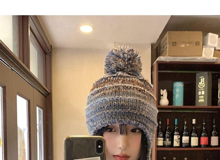 Pom Pom Knit Trapper Hat Product Image