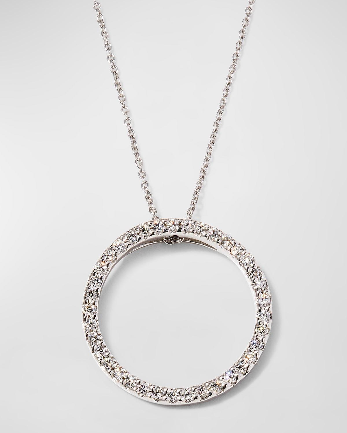 Roberto Coin 18K White Gold Small Circle Pendant Necklace with Diamonds, 16 Product Image