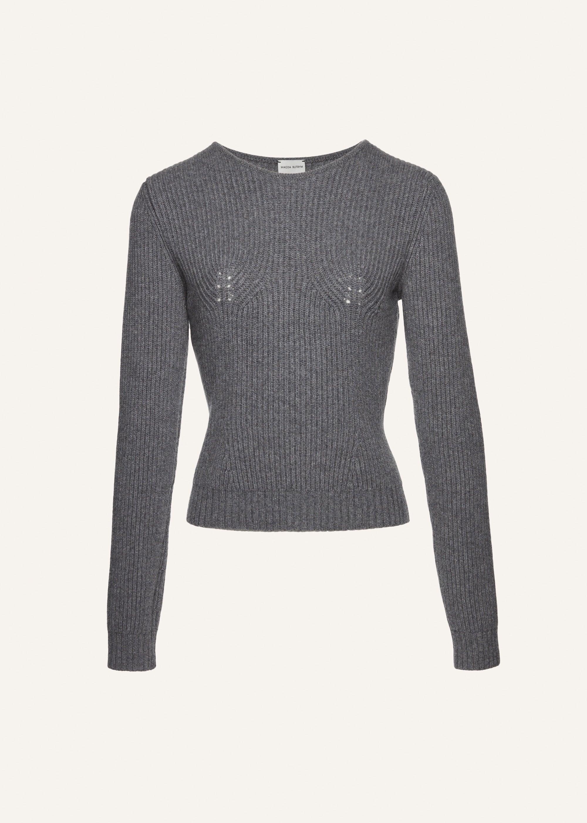 Sculpted rib-knit sweater in grey Product Image