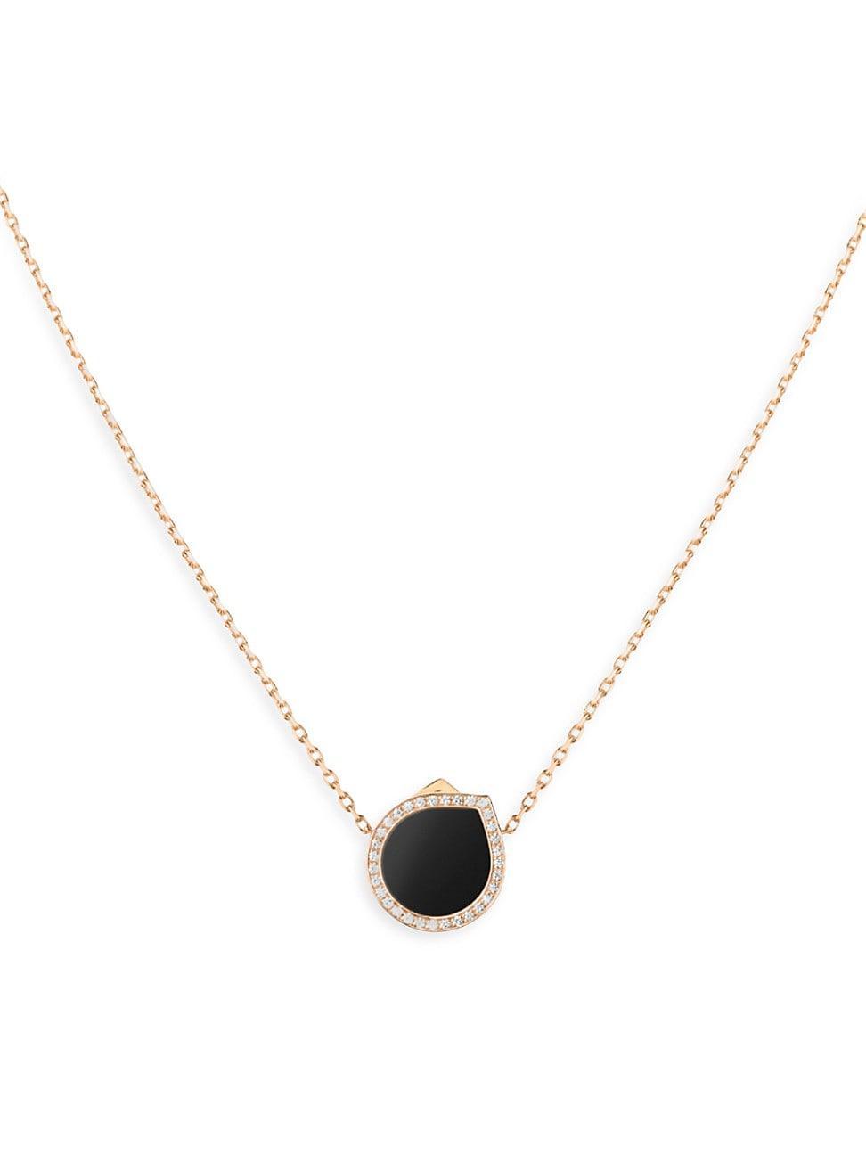 Womens Antifer 18K Rose Gold, Black Onyx & 0.18 TCW Diamond Pendant Necklace Product Image