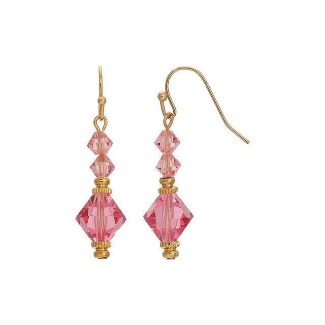 1928 Gold Tone Pink Crystal Wire Earrings, Womens Product Image