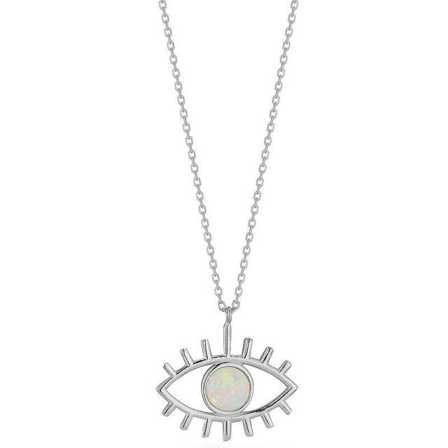 Sunkissed Sterling Simulated Opal Evil Eye Pendant Necklace, Womens Silver Tone White Product Image