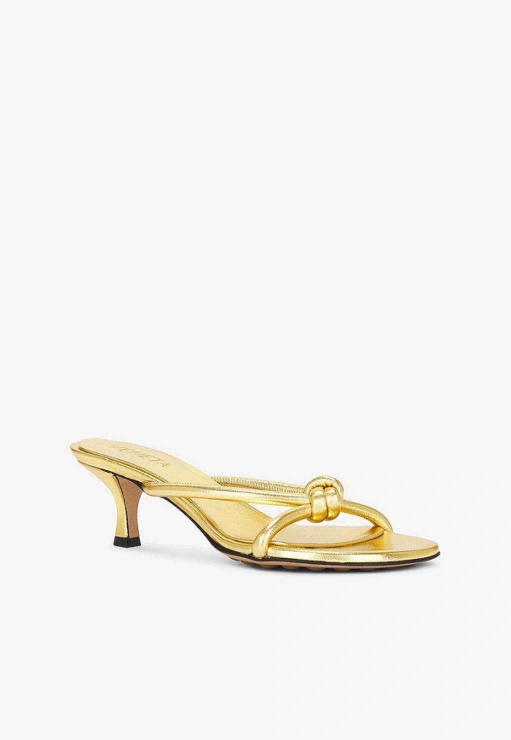 Blink Metallic Knot Slide Sandals In Gold Product Image