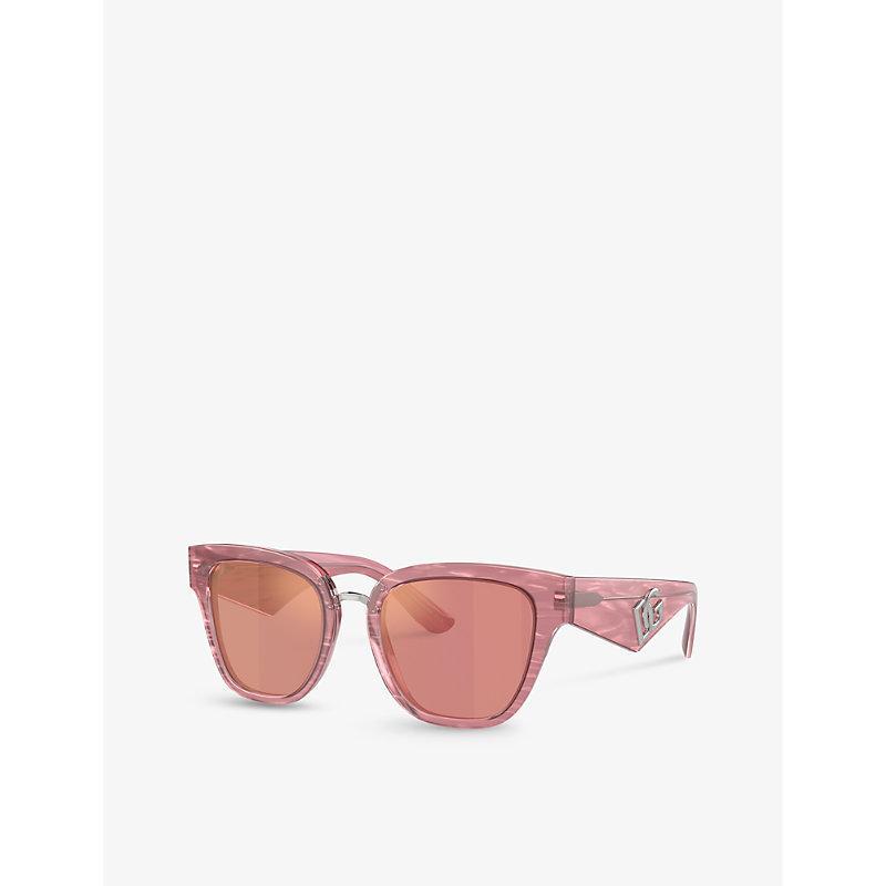 DOLCE & GABBANA Dg4437 Butterfly-shape Acetate Sunglasses In Pink Dark Mirror Red Product Image