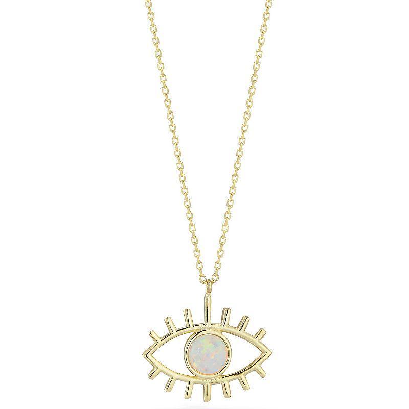 Sunkissed Sterling Simulated Opal Evil Eye Pendant Necklace, Womens Silver Tone White Product Image