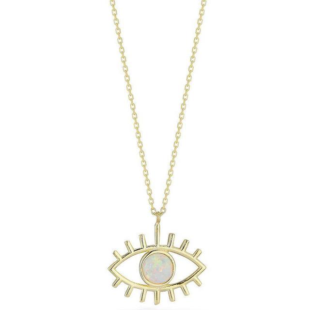 Sunkissed Sterling Simulated Opal Evil Eye Pendant Necklace, Womens Silver Tone White Product Image