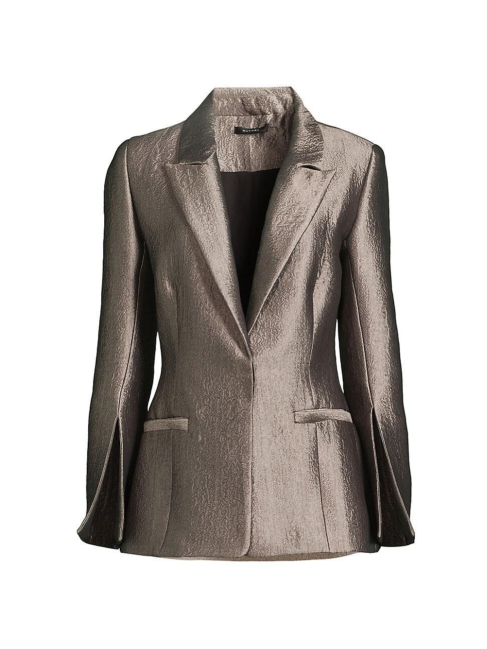 Womens Metallic Jacquard Blazer Product Image