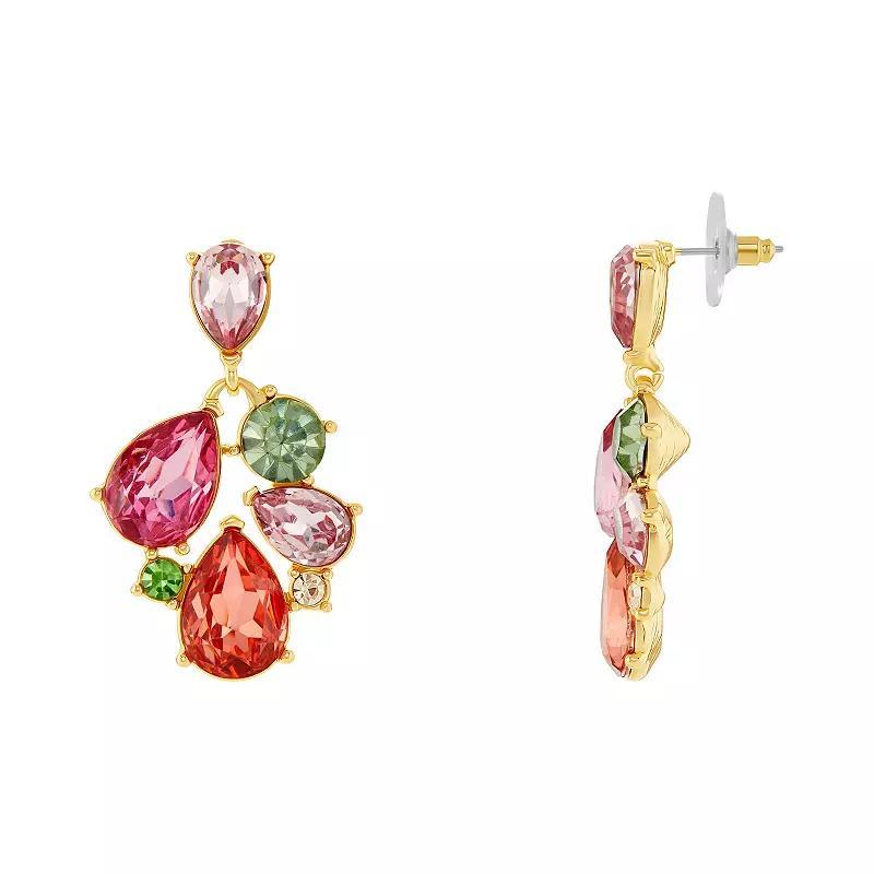 Emberly Gold Tone Multi Shape Simulated Stone Cluster Drop Earrings, Womens, Red Product Image