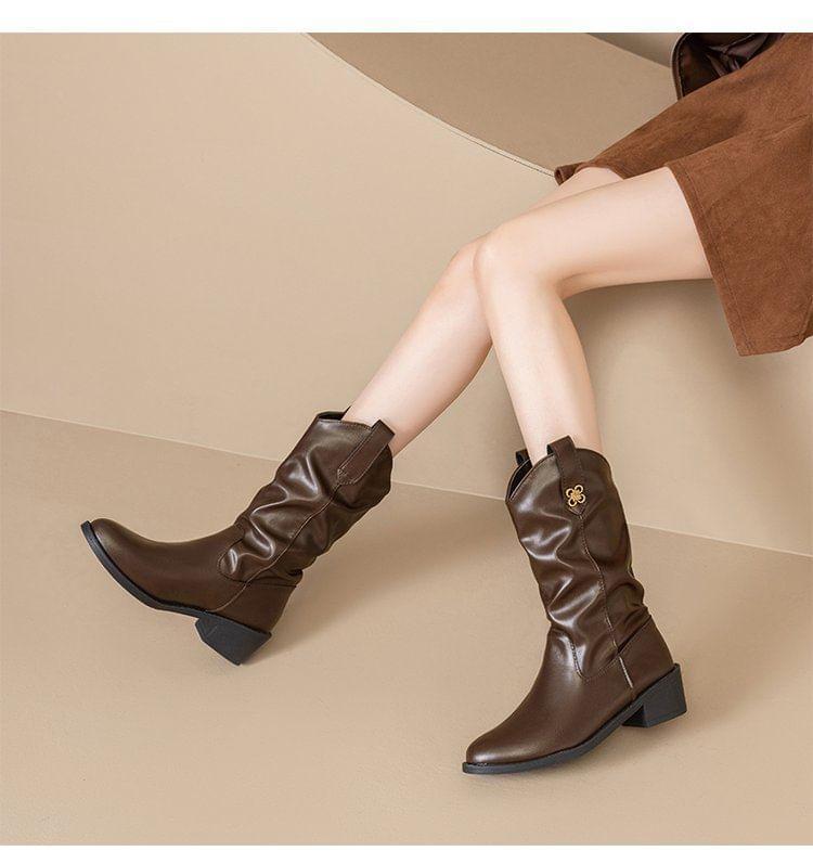 Faux Leather Mid Calf Boots product image