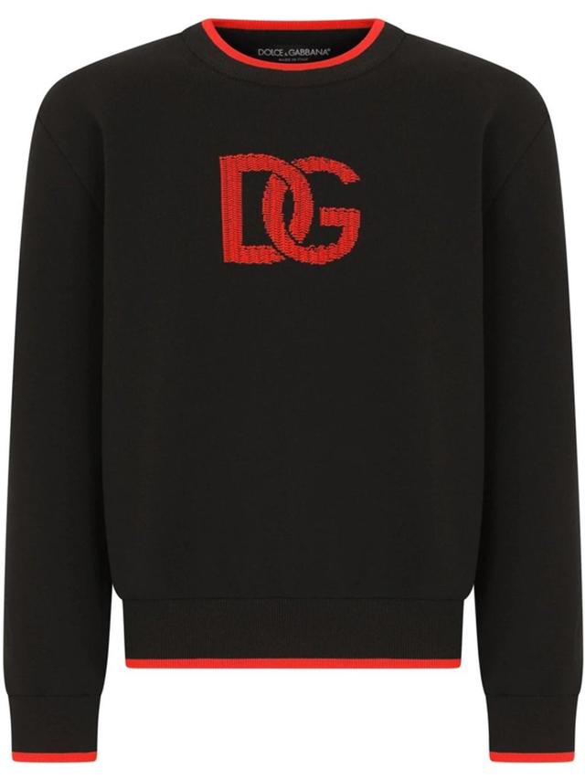 Black Logo-embroidered Knitted Jumper In Nero Product Image