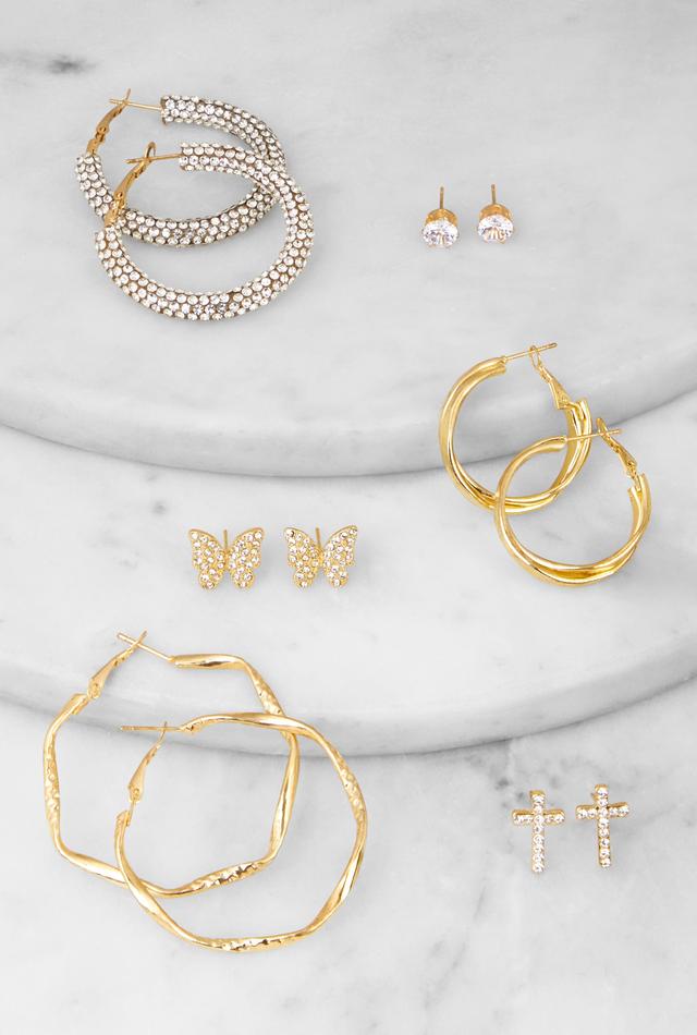 Wide Metallic Hoop Earrings Female Product Image