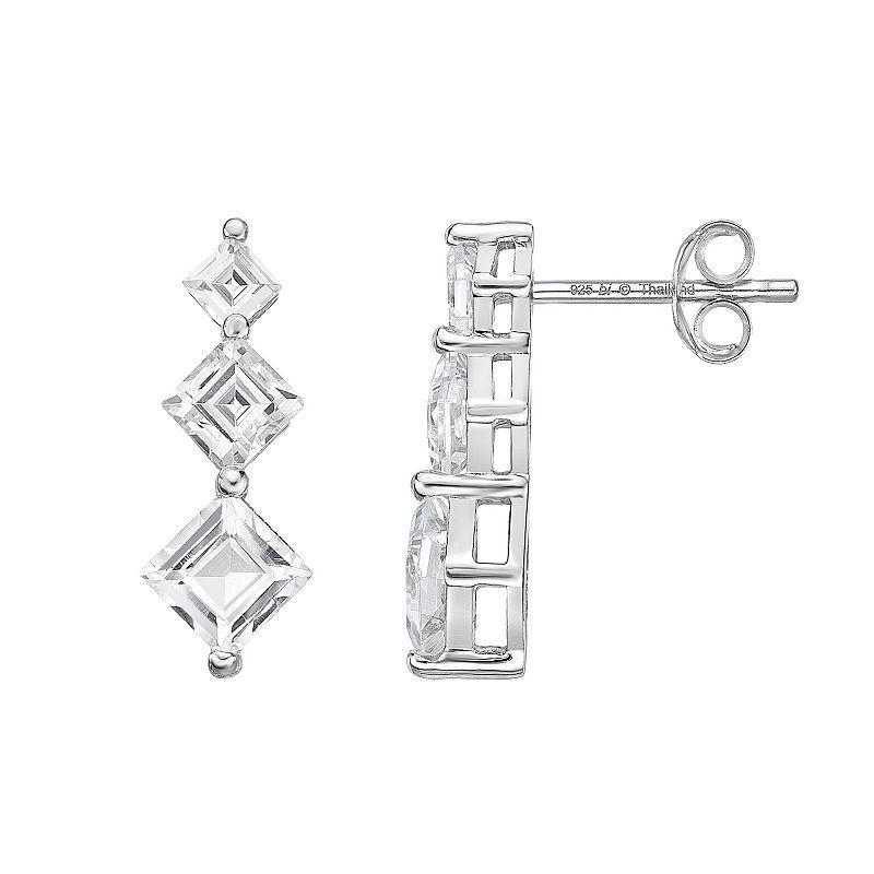 Gemminded Sterling Silver White Topaz Geometric Drop Earrings, Womens Product Image