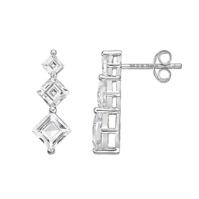 Gemminded Sterling Silver White Topaz Geometric Drop Earrings, Womens Product Image