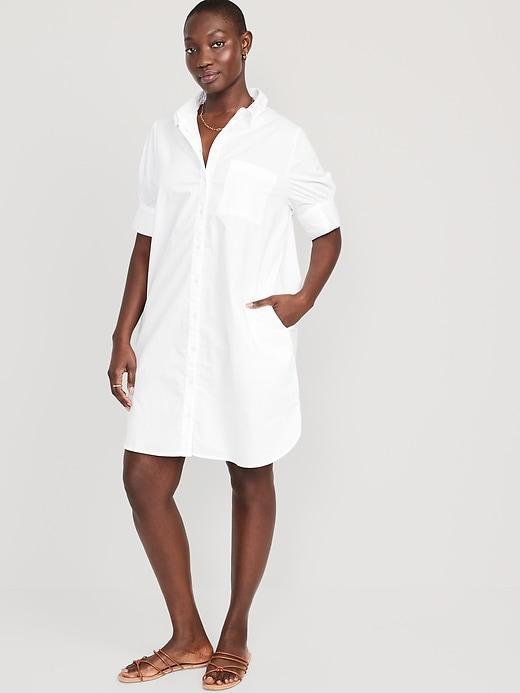 Short-Sleeve Jean Shirt Dress Product Image