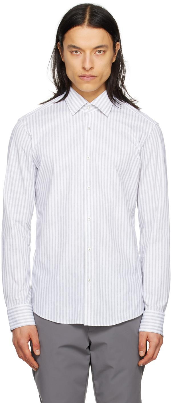 White & Gray Striped Shirt In Silver 041 Product Image