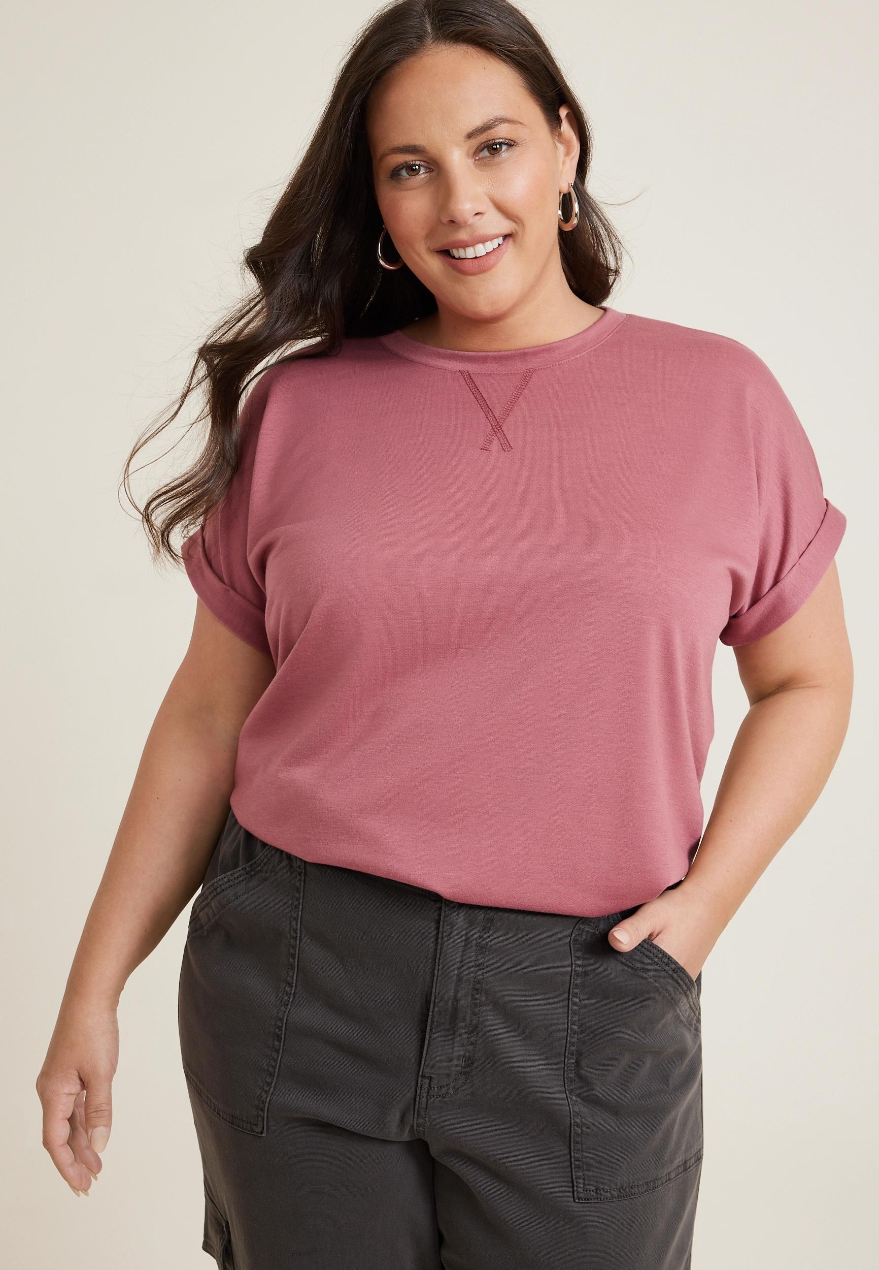 Maurices 3X Plus Size Womens 24/7 Clara Short Sleeve Tee Gray Product Image