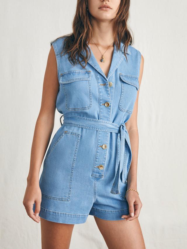 Linen Denim Romper - Sunlit Cove Wash Female Product Image