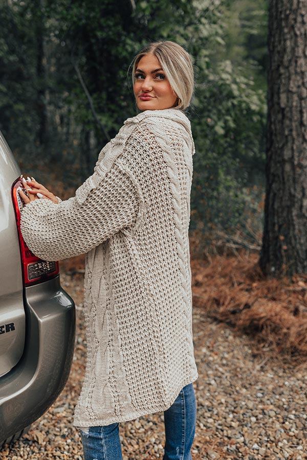 Mountain View Cable Knit Cardigan In Ivory Product Image