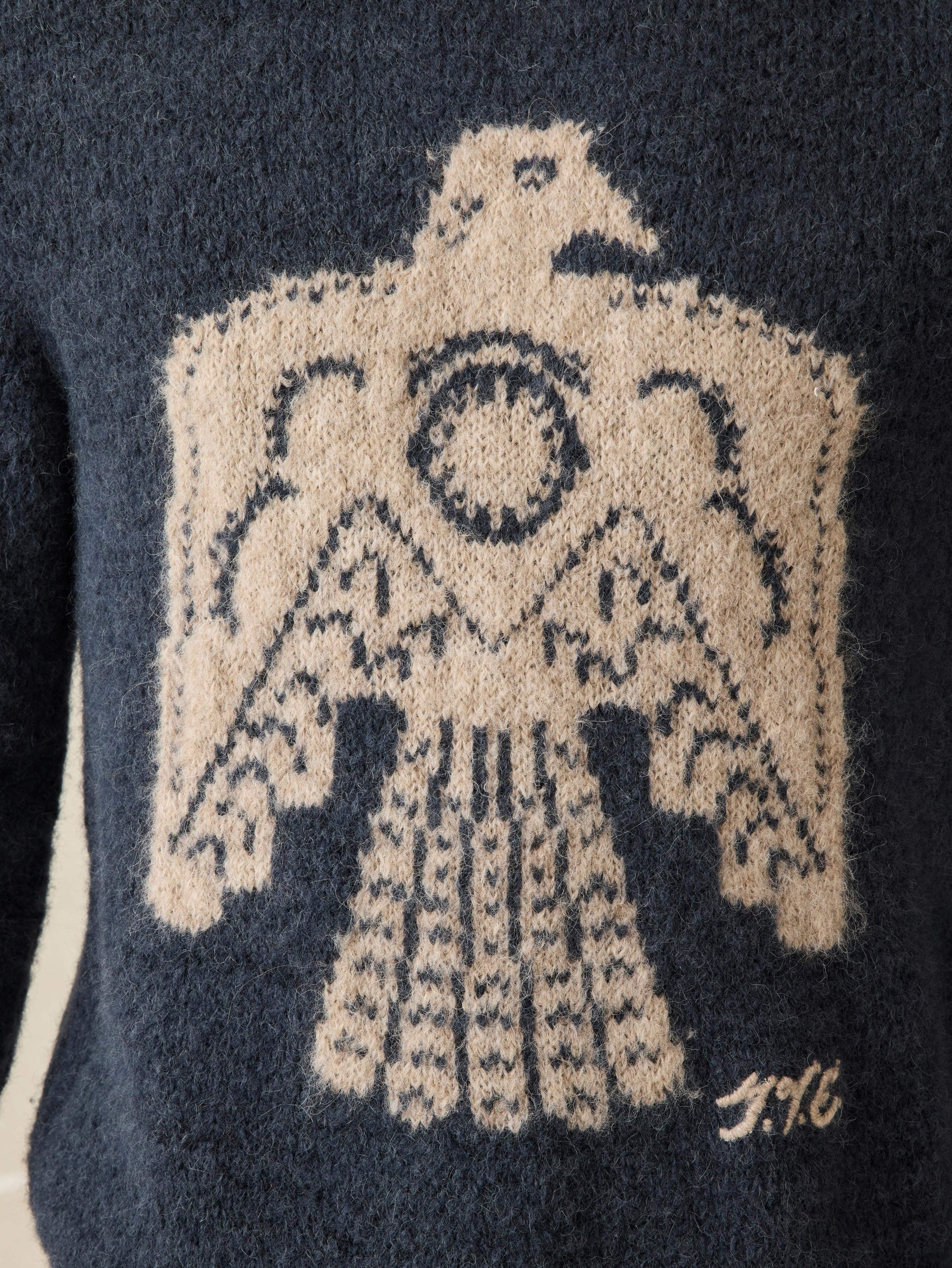 Thunder Voice Eagle Crewneck Sweater - Navy Male Product Image