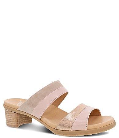 Dansko Theresa Mixed Leather Block Heel Slides Product Image