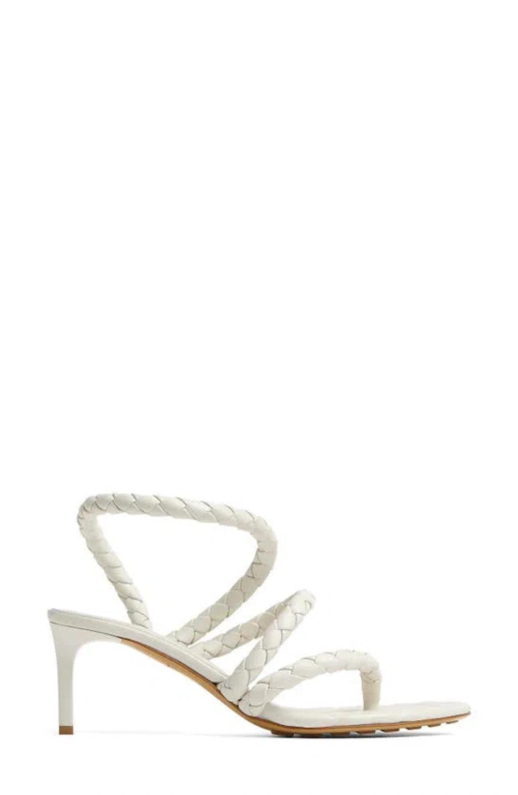 BOTTEGA VENETA Leaf Braided Leather Stiletto Sandals In White Product Image