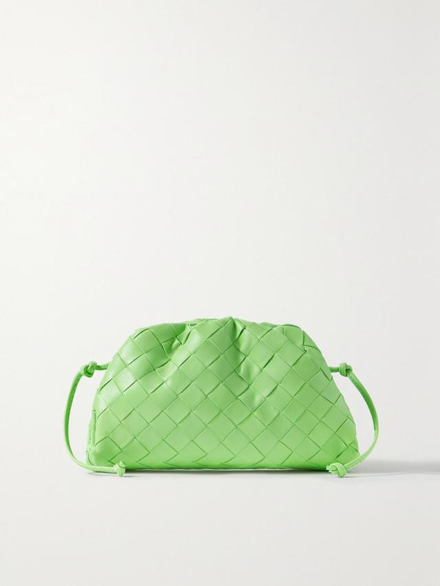 BOTTEGA VENETA The Pouch Mini Intrecciato Leather Clutch In Green Product Image