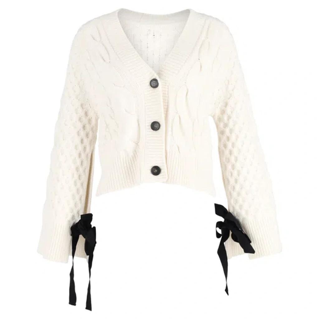 Agatha Tie-detailed Cable-knit Cardigan In White product image