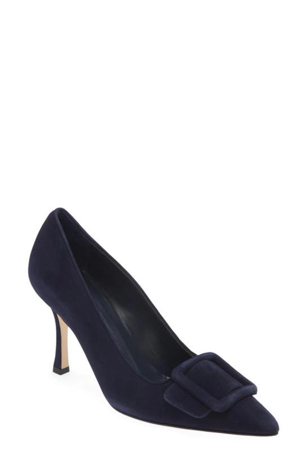 Maysale Buckle Pointed Toe Pump In Navy Product Image