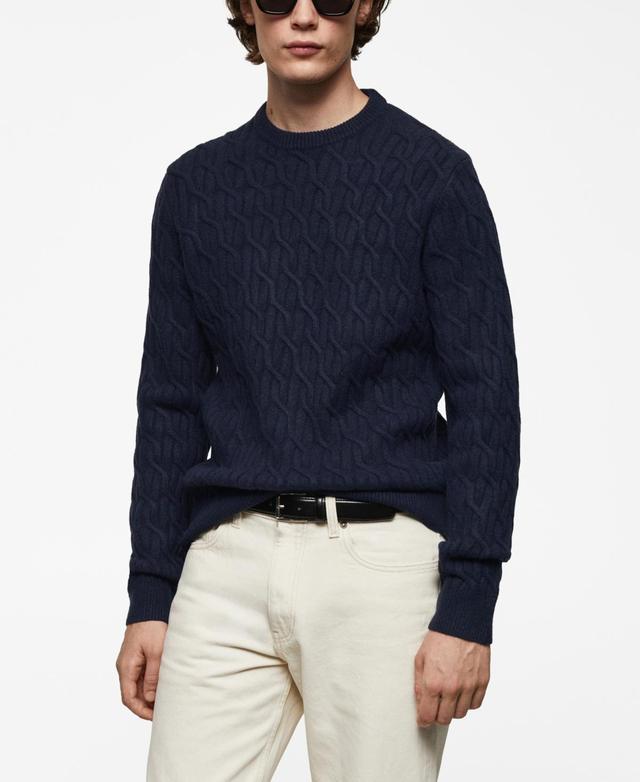 MANGO MAN - Braided knitted sweater dark navyMen Product Image