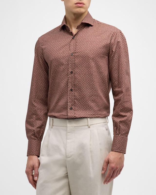 Mens Cotton Micro-Diamond Sport Shirt Product Image