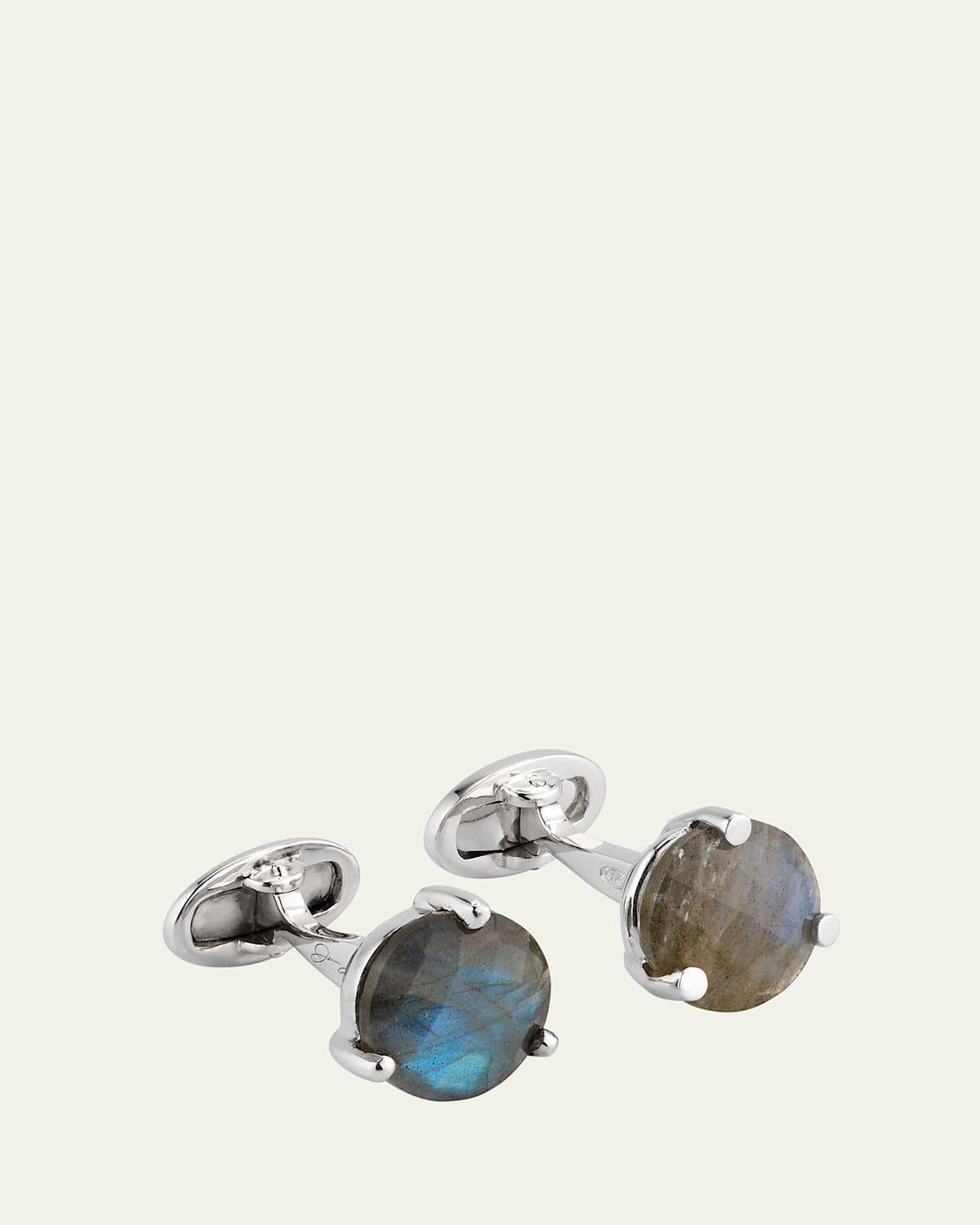 Mens Faceted Round Labradorite Cufflinks Product Image