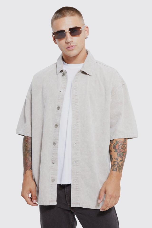 Oversized Boxy Acid Wash Shirt | boohooMAN USA Product Image