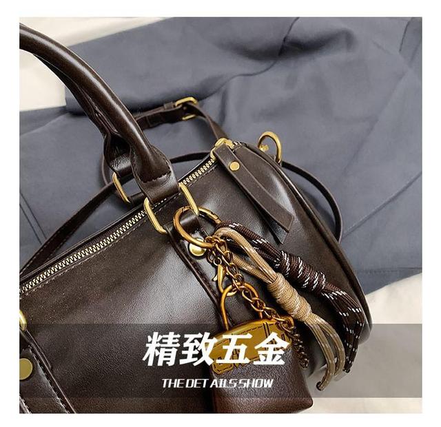 Faux Leather Crossbody Bag / Bag Charm / Set Product Image