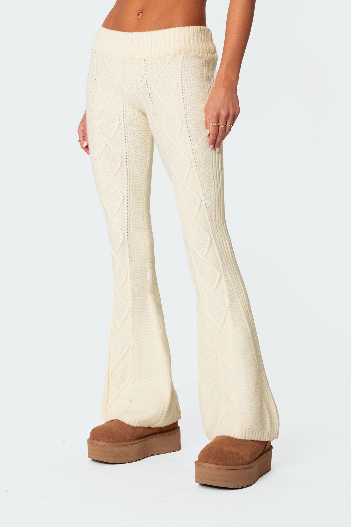 Ray Cable Knit Flared Pants Product Image