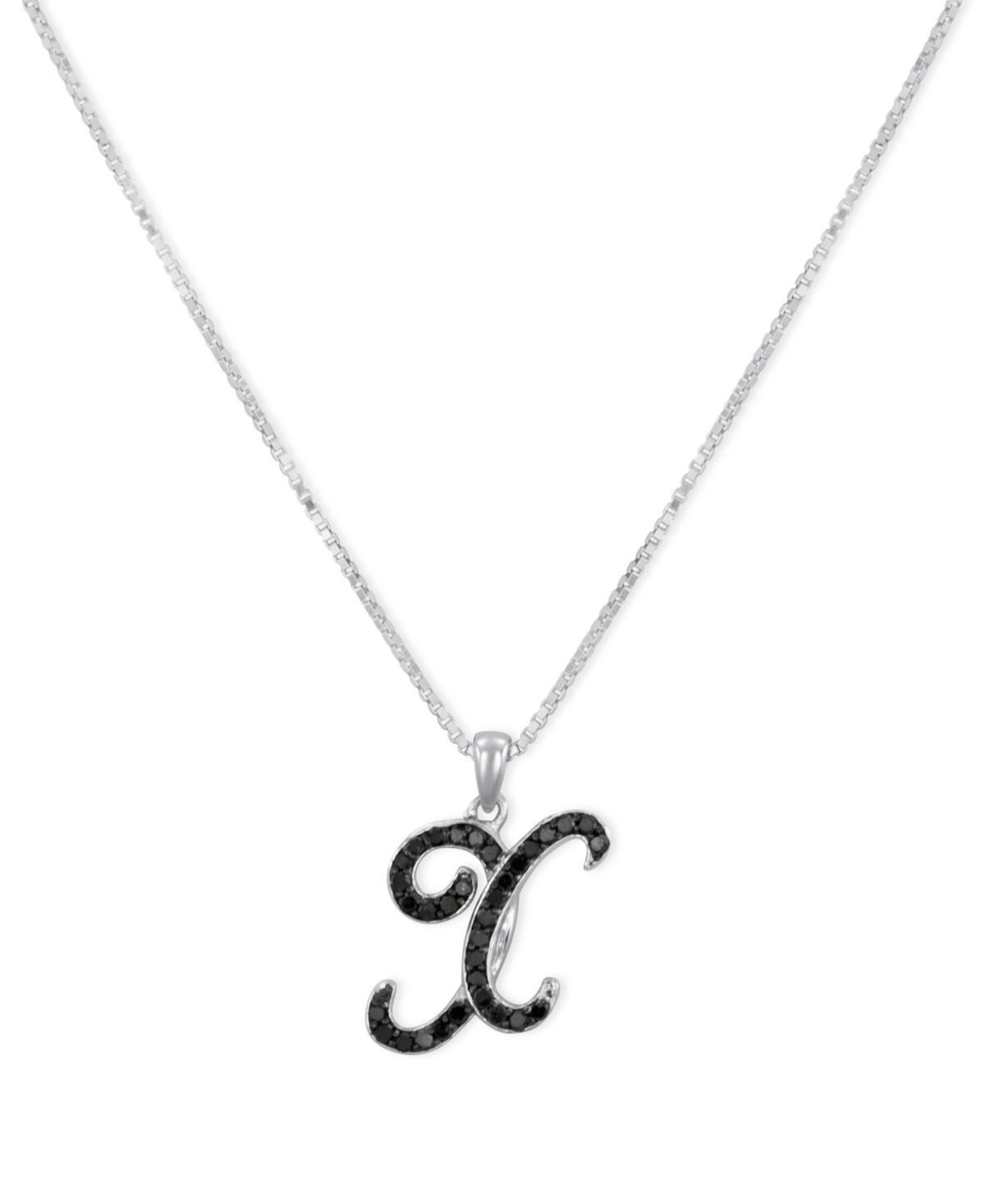 Jewelexcess Sterling Silver 1/4-ct. T.W. Black Diamond Initial Pendant, Womens Product Image