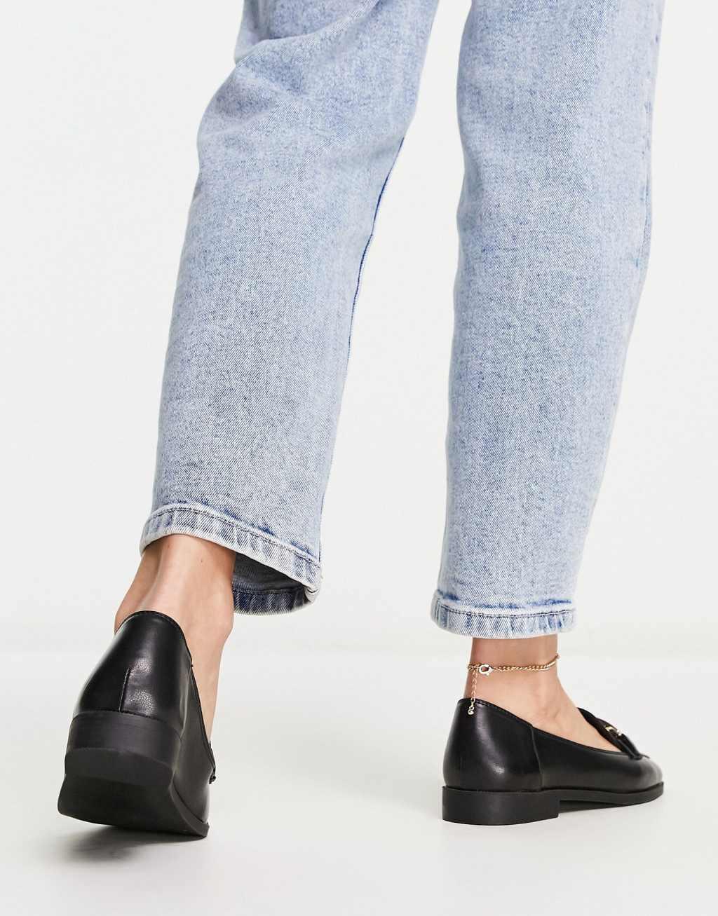 ASOS DESIGN Verity loafer flat shoes with trim Product Image