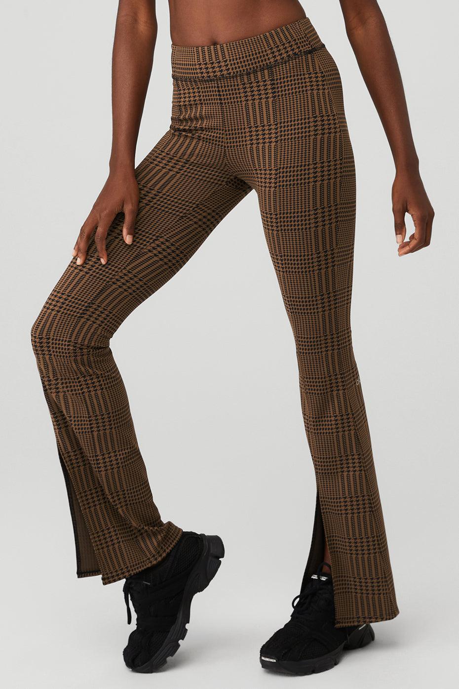 Jacquard High-Waist Glenplaid Flutter Legging - Cinnamon Brown/Black Female Product Image