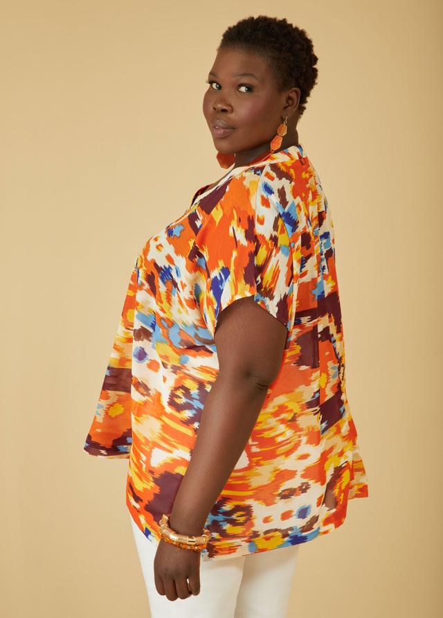 Plus Size Printed Chiffon Blouse Ashley Stewart Product Image