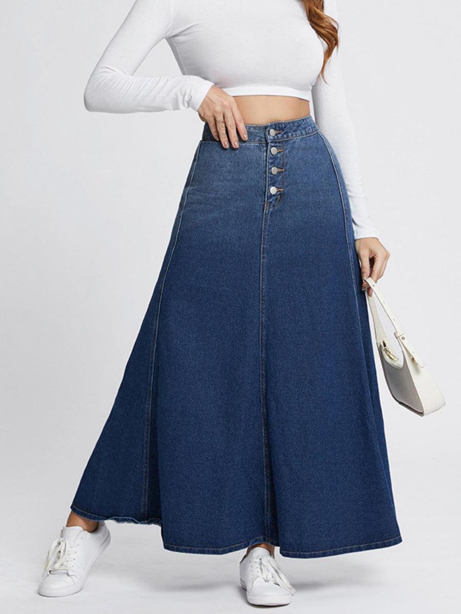 Button-Fly Hight Rise Denim Skirt product image