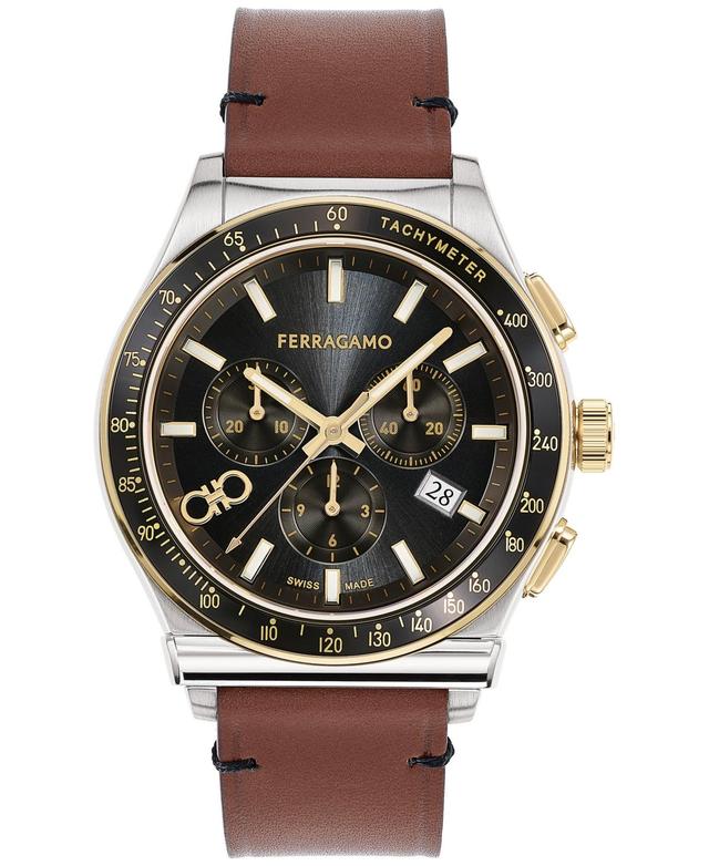 Mens FERRAGAMO 1927 Chronograph Stainless Steel & Leather Strap Watch/42MM Product Image