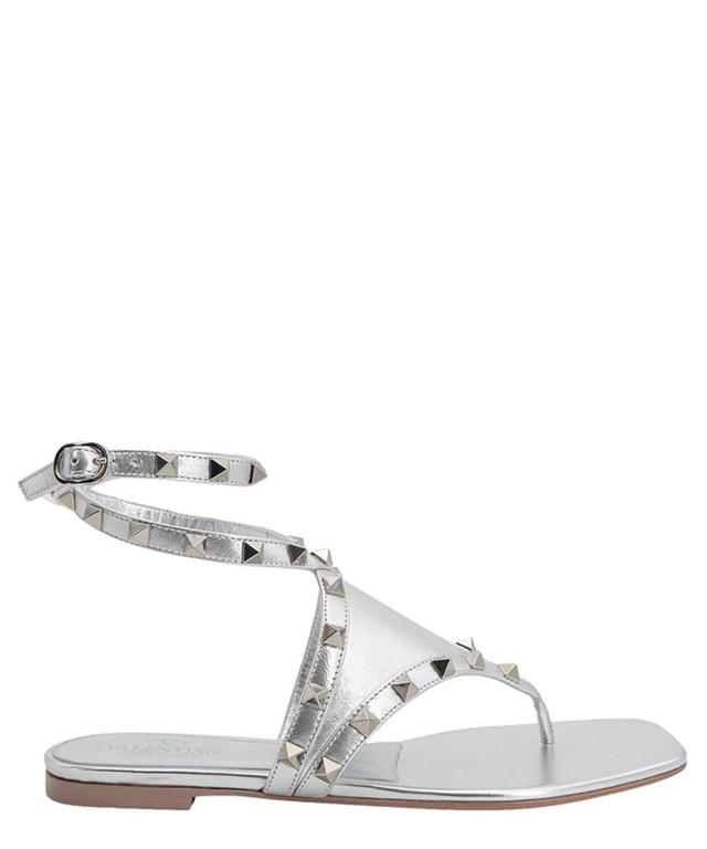 Rockstud Sandals In Silver Product Image