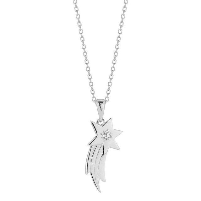 Sunkissed Sterling Sterling Silver Cubic Zirconia Shooting Star Pendant Necklace, Womens Silver Tone Product Image