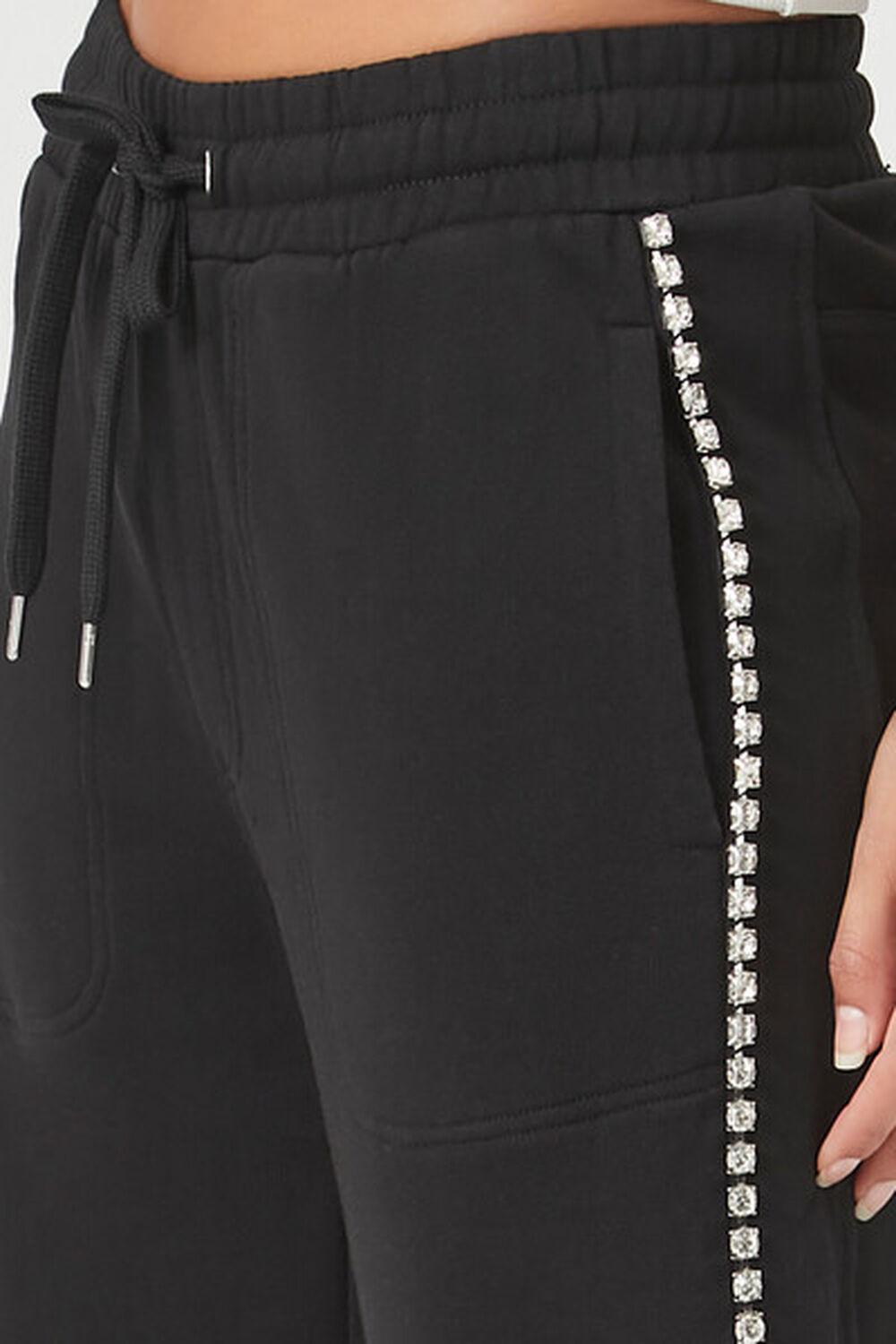 French Terry Rhinestone Wide-Leg Pants | Forever 21 Product Image