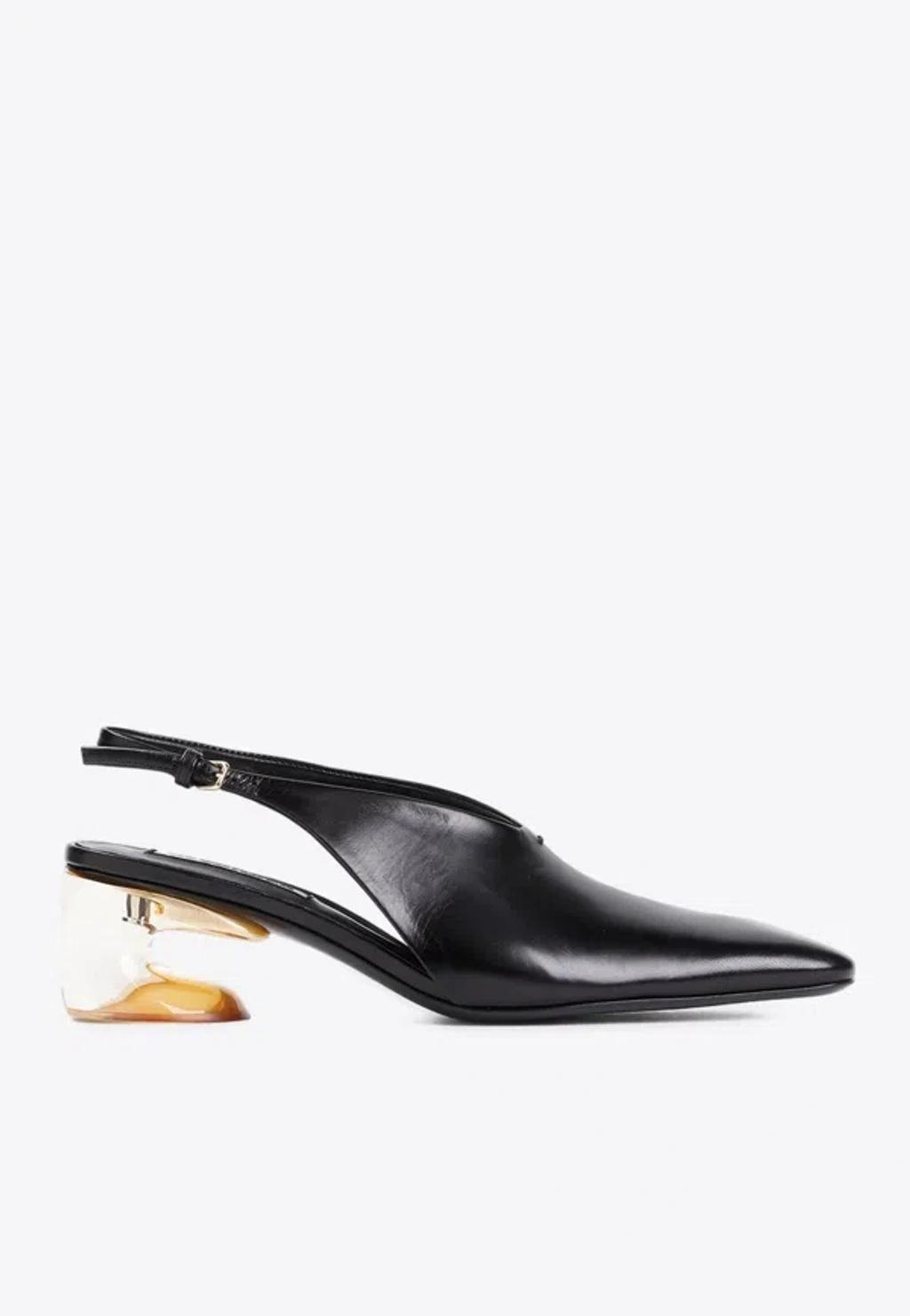 Slingback Leather Pumps In Black product image