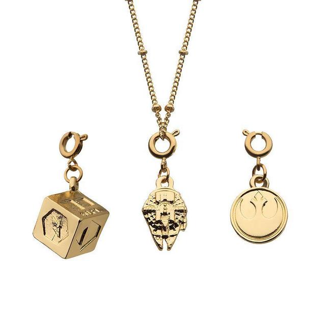 Star Wars Han Solo Gold Tone Interchangeable Charm Necklace, Womens Product Image