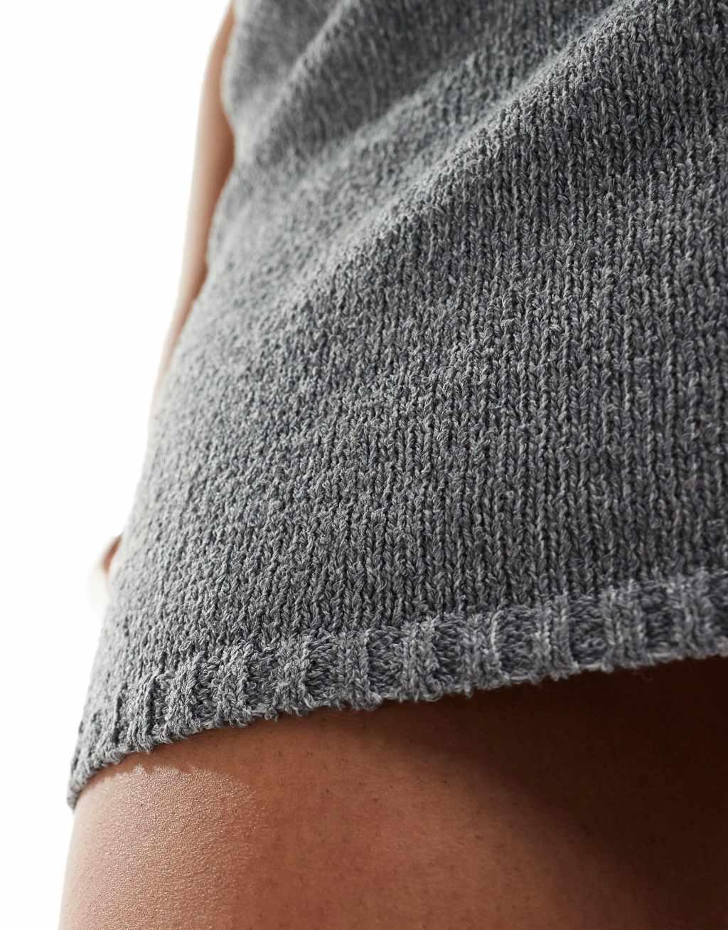 NA-KD knitted mini skirt in gray Product Image