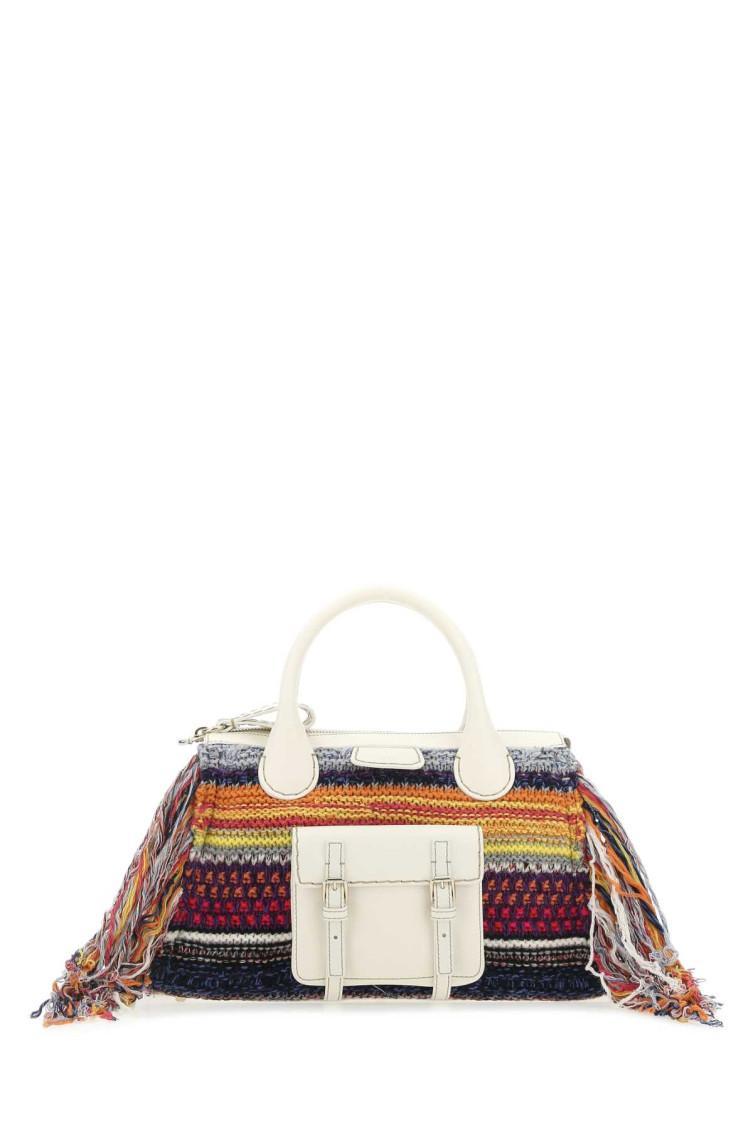 Multicolor Leather And Cashmere Medium Edith Handbag  Multicoloured Chloe Donna Tu Product Image