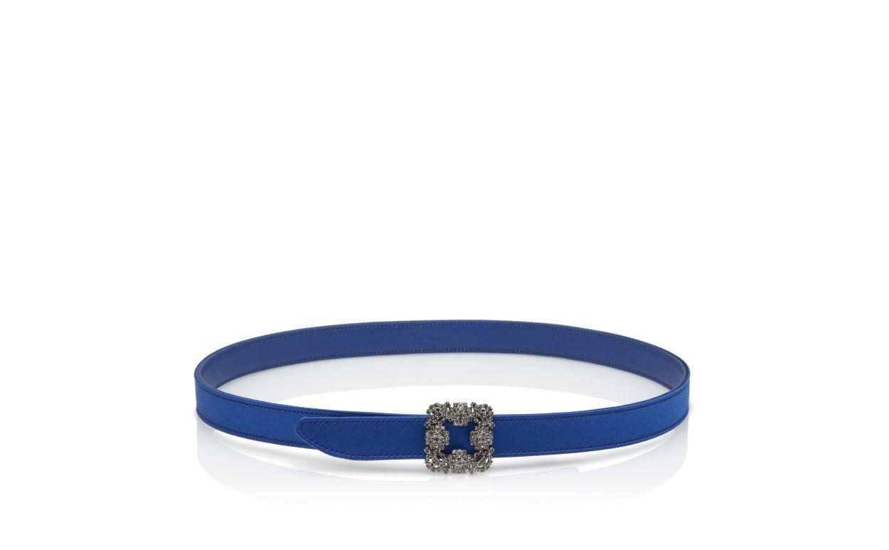 HANGISI BELT MINI Blue Satin Crystal Buckled Belt Product Image