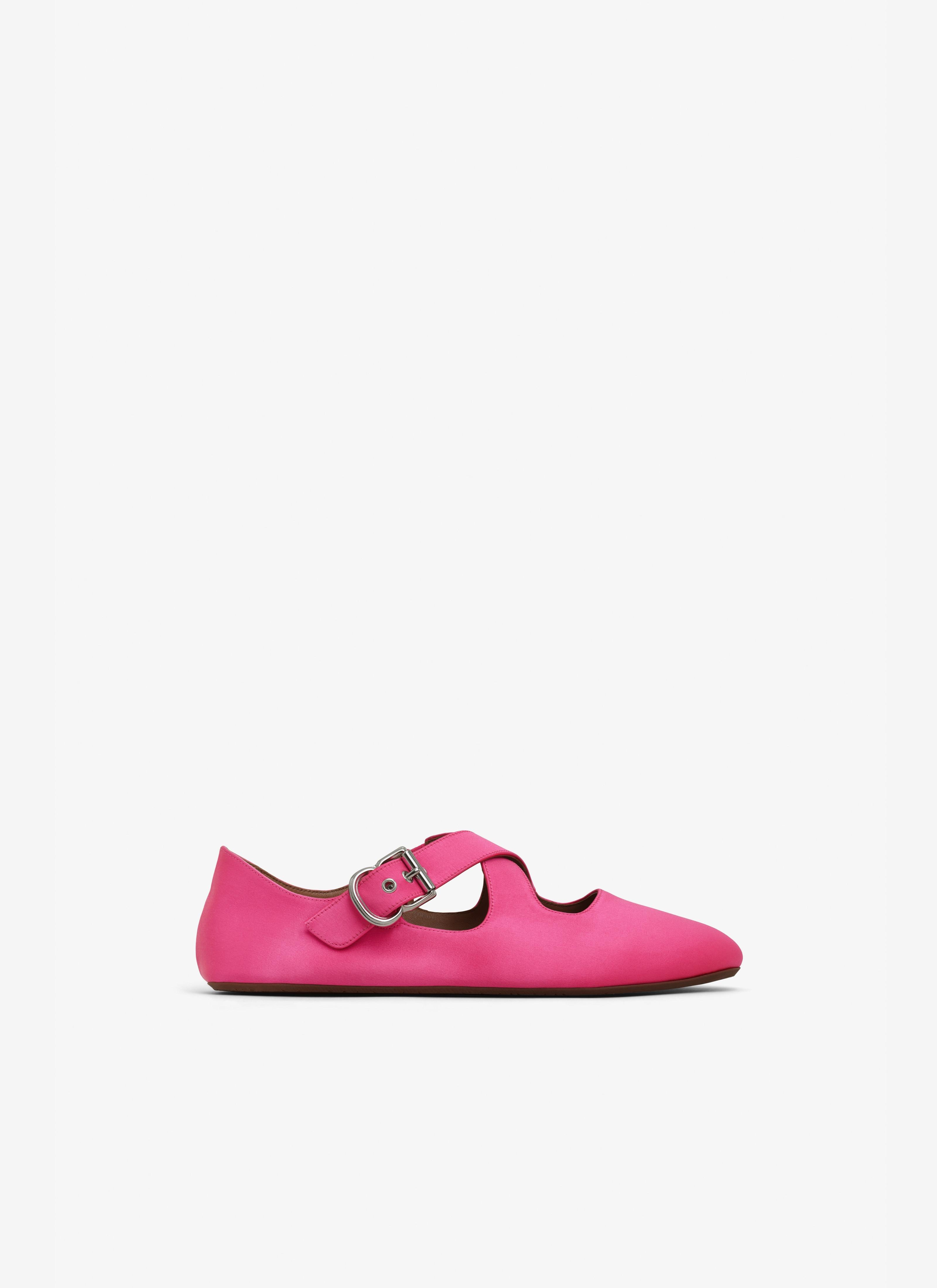 Pink Fuchsia CRISS CROSS BALLET FLATS IN SATIN Product Image